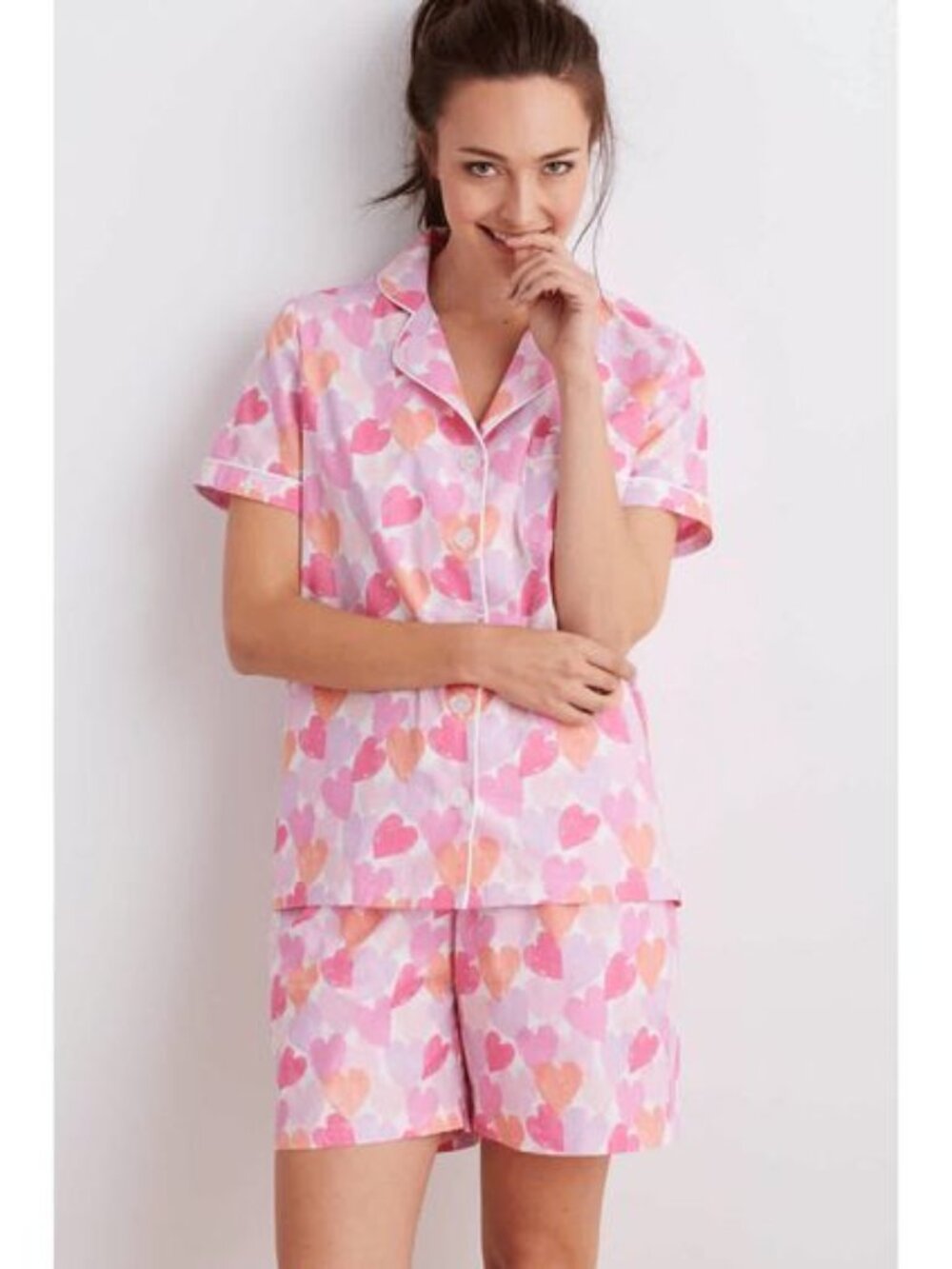 NWT The Company Store Hearts Cotton Pajama Shorts Set (M)
